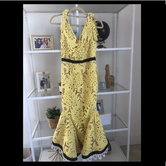 Fashion Nova Dresses & Skirts - Yellow mermaid crochet wedding guest dress